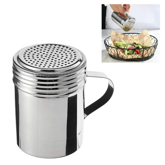 Homirary Stainless Steel Seasoning Containers, Seasoning Dispenser, Large 10 Oz Capacity Suitable for Kitchen Cooking Seasoning, Grilling, Sprinkling Powder and Sugar, 1pc