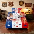 thumbnail image 5 of Manfei Firework Star Twin Sheets, Red White Blue Stripe Bedding, Black Reversible 3-Piece (1 Flat Sheet, 1 Fitted Sheet and 1 Pillowcase), 5 of 6