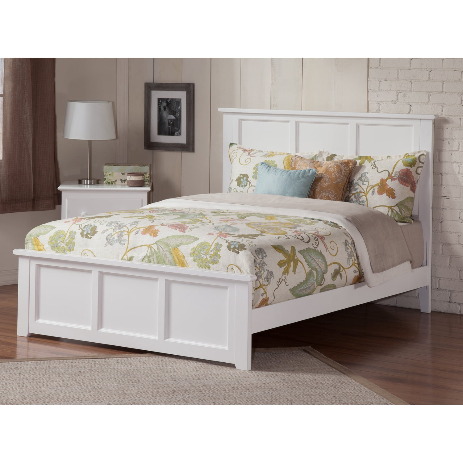 HomeStock Tuscan Treats King Size Foundation Bed Frame with Matching Footboard & USB Charger in White