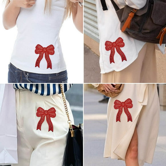 TUWABEI Iron On Patches Glitter Sweatshirt Side Bow Embroidered Patch Cute Sequin Applique Sew On Fabric Patches Shiny DIY Decorative Accessories Lovely for Girls Women Clothes Backpacks Jackets