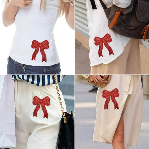 Parche termoadhesivo con lentejuelas y lazo de 15 x 12 cm, bordado con purpurina para sudaderas, chaquetas, vaqueros y bolsos | Parche de tela DIY con reverso adhesivo para ropa de mujer y niña.