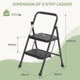 thumbnail image 3 of 2 Step Ladder Foldable, Sturdy Step Stool Ladder with Anti-Slip Pedal, Portable Lightweight Folding Step Tool, Black, 3 of 7