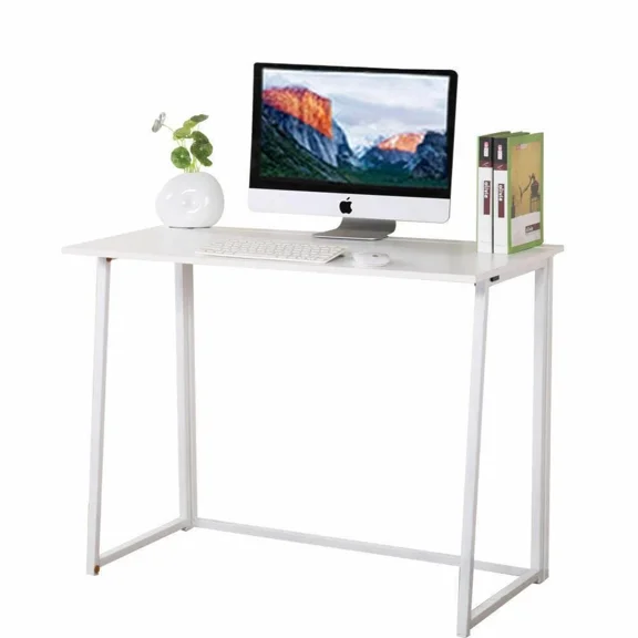 FASCK Folding Small Desk Home Office Desk Laptop Study Writing Table- White