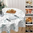 thumbnail image 3 of Spring Grey Teal Leaf Round Tablecloth 60 Inch Leaves Spring Summer Decorative Table Cloth Rustic Farmhouse Washable Polyester Table Cover for Kitchen Dining Room Party Home Decor, 3 of 6