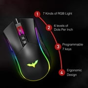Havit RGB Gaming Mouse Wired Programmable Ergonomic USB Mice 4800 D-P-I 7 Buttons & 7 Color Backlit for Laptop PC Gamer