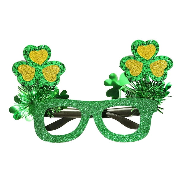 Apoyos de Fotos para la Cabina de Fotos San Patricio Día Shamrocks Green Apoyos Gafas, Marco de Gafas Festivas para las Celebraciones de Fiesta Y Apoyos Del Marco de la Cabina de Fotos