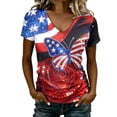 thumbnail image 4 of WEIWEN 250th Anniversary USA Shirt Women America 250 T Shirts V Neck Short Sleeve Celebration Patriotic USA Flag Printed 1776-2026 Tshirts Shirts for Women Tops Blue S, 4 of 7