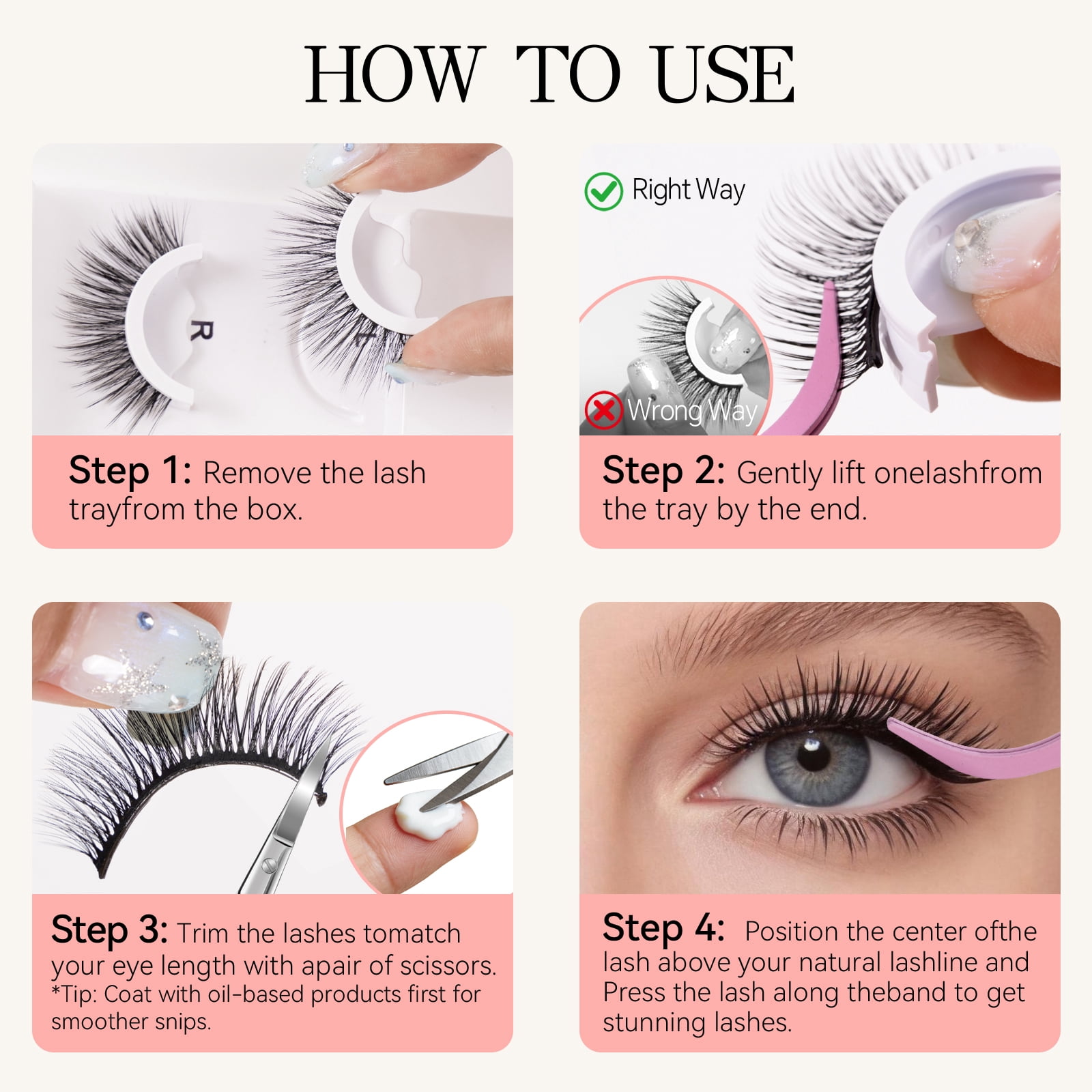 MEHORAN 3 Pairs False Eyelashes with Adhesive, Fluffy Self Adhesive False Lashes, Reusable Full Volume Strip Lashes, Lightweight & Washable, Strips 8-14mm