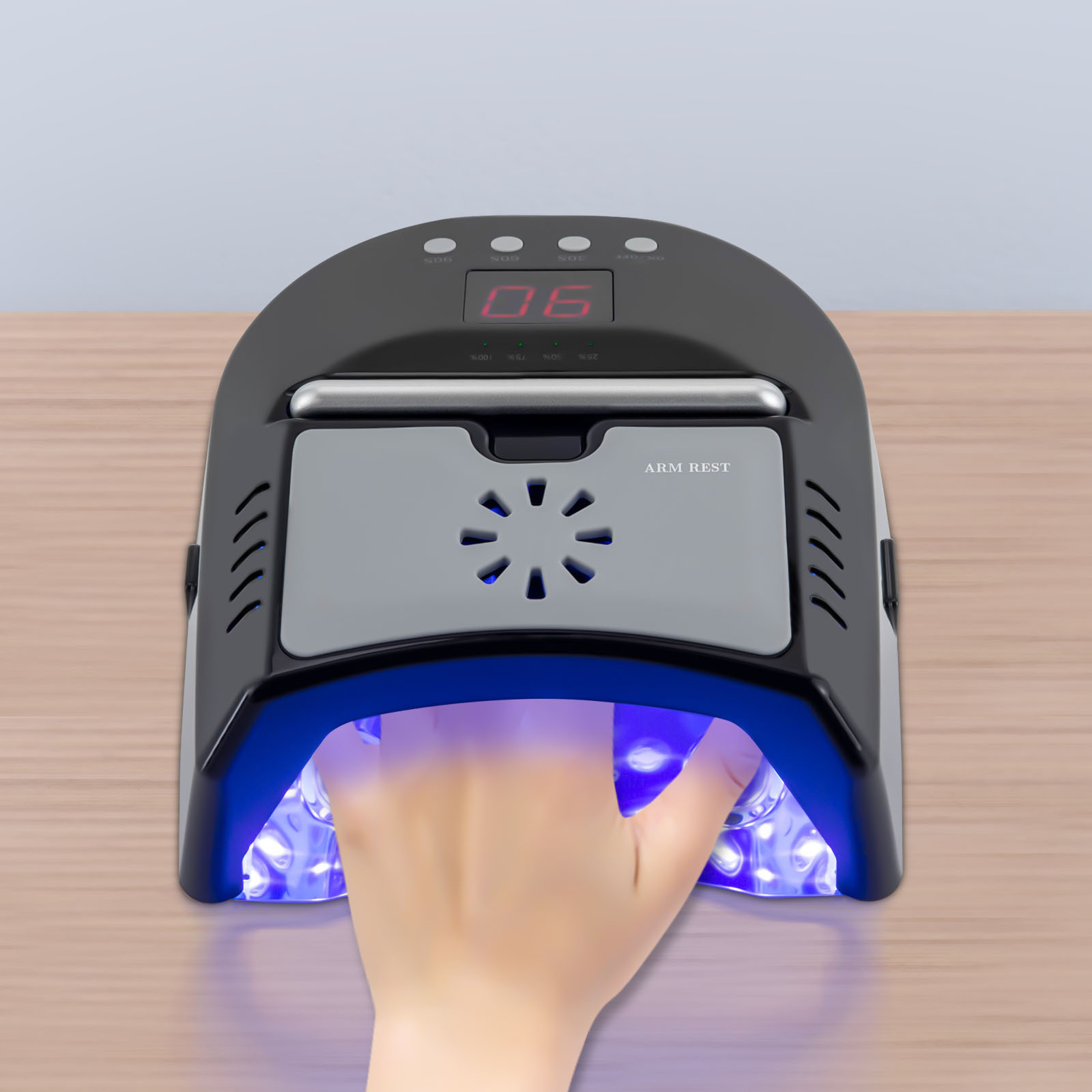 Portable Cordless UV LED Nail Lamp - 72W, Rechargeable, with Timable LCD Display for Fast Drying, Safe & Efficient At Home or Salon