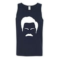 thumbnail image 2 of Wild Bobby, White Parks and Rec Fans Ron Swanson Mustache Face Silhouette, Pop Culture, Men Graphic Tank Top, Navy, Large, 2 of 4