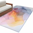 thumbnail image 2 of 4x6 Area Rugs, Pink Yellow Blue Abstract Non-Skid Rubber Backing Large Rectangle Rugs - Living Room Bedroom Home Office, Modern Art Wave Indoor Floor Mat Carpets Washable Rug, 2 of 9