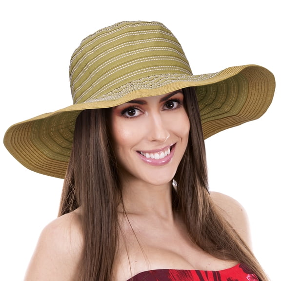 Solaris Women Sun Straw Hat, Summer Ladies Foldable Straw Hat with Wide Brim, for Beach Travel Gardening