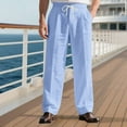 thumbnail image 5 of BLCHUNen Mens Linen Pants Drawstring Elastic Waist Breathble Daily Outdoor Beach Athletic Active Sports Casual Pants, 5 of 9
