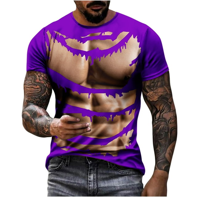 Birdeem Chemises pour Hommes Décontractées T-Shirt Imprimé Muscle Tee Graphique Tee Extérieur Quotidien Vacances Manches Courtes Col Rond Printemps Été Vêtements