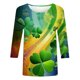 thumbnail image 4 of RKSTN 3/4 Length Sleeve Womens Tops Oversized Crewneck St Patricks Day Lucky Shamrocks Graphic Print T Shirt Womens Casual Plus Size Round Neck Loose Irish Festivities Three Quarter Sleeve Shirt, 4 of 6