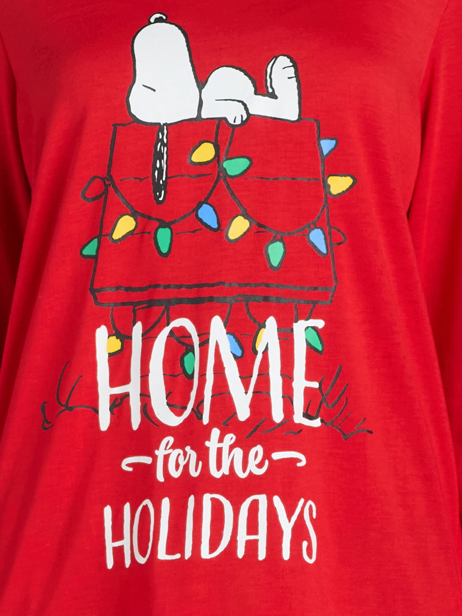 Peanuts Snoopy Women’s Home for the Holidays Matching Family Pajamas Set, 2-Piece
