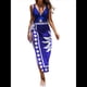 thumbnail image 1 of Traje de Baño de una Pieza con Falda Envolvente, Pareo, Estampado Floral, Escote en V Pronunciado para Mujer. Azul M, 1 of 7