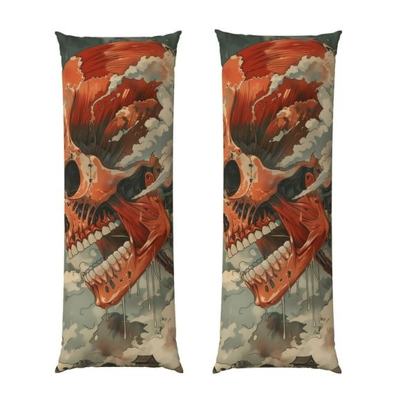 Rateoe Long Body Pillow Cover, 20x54 Inches Body Pillow Cases, Soft Brushed Microfiber Zipper Design, Gigantic Skull In Clouds -Pillows Not Included