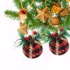 thumbnail image 1 of Bola de Navidad a cuadros, decoración para árbol de Navidad, aguja de punto, tela para envolver la bola, 1 of 7