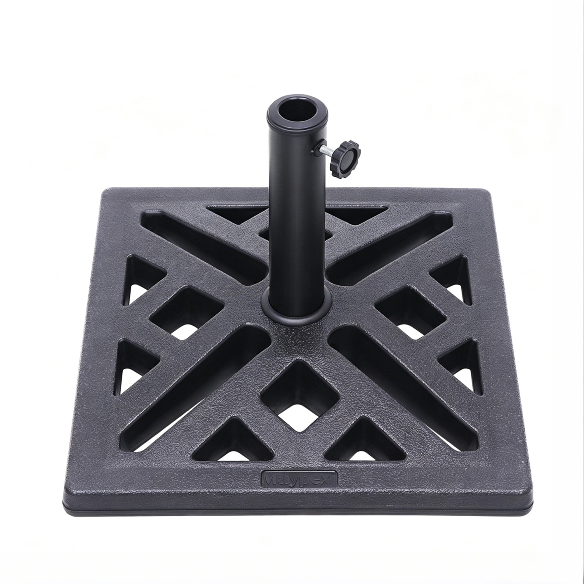 Abble 33 lbs. Square Umbrella Base, Lattice Design Outdoor Market Umbrella Stand in Black