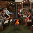 thumbnail image 5 of KingChii Chiminea Outdoor Fireplace, Wooden Fire Pit for Patio Backyard  with Cover, Black, 5 of 6