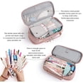 thumbnail image 2 of GHSDFBB Large Capacity Pencil Case, Stationery Storage Handheld Pen Pouch Bag Multiple Compartment Double Zipper Cosmetic Portable High School Office Organizer College Student Girl Teen Adult, 2 of 7