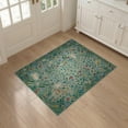 thumbnail image 3 of ODIKA 3'x5' Mint Green Meadow Lily Washable Throw Rug Whimsical Nature Scene With Floral And Fauna Motifs for Entryway, Kitchen, Mudroom, Stain Resistant, Low Profile, Non-Slip, 3 of 7