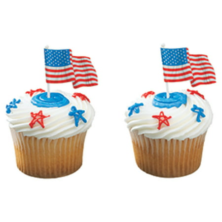 American Flag Paper Cupcake Picks - 24 Count