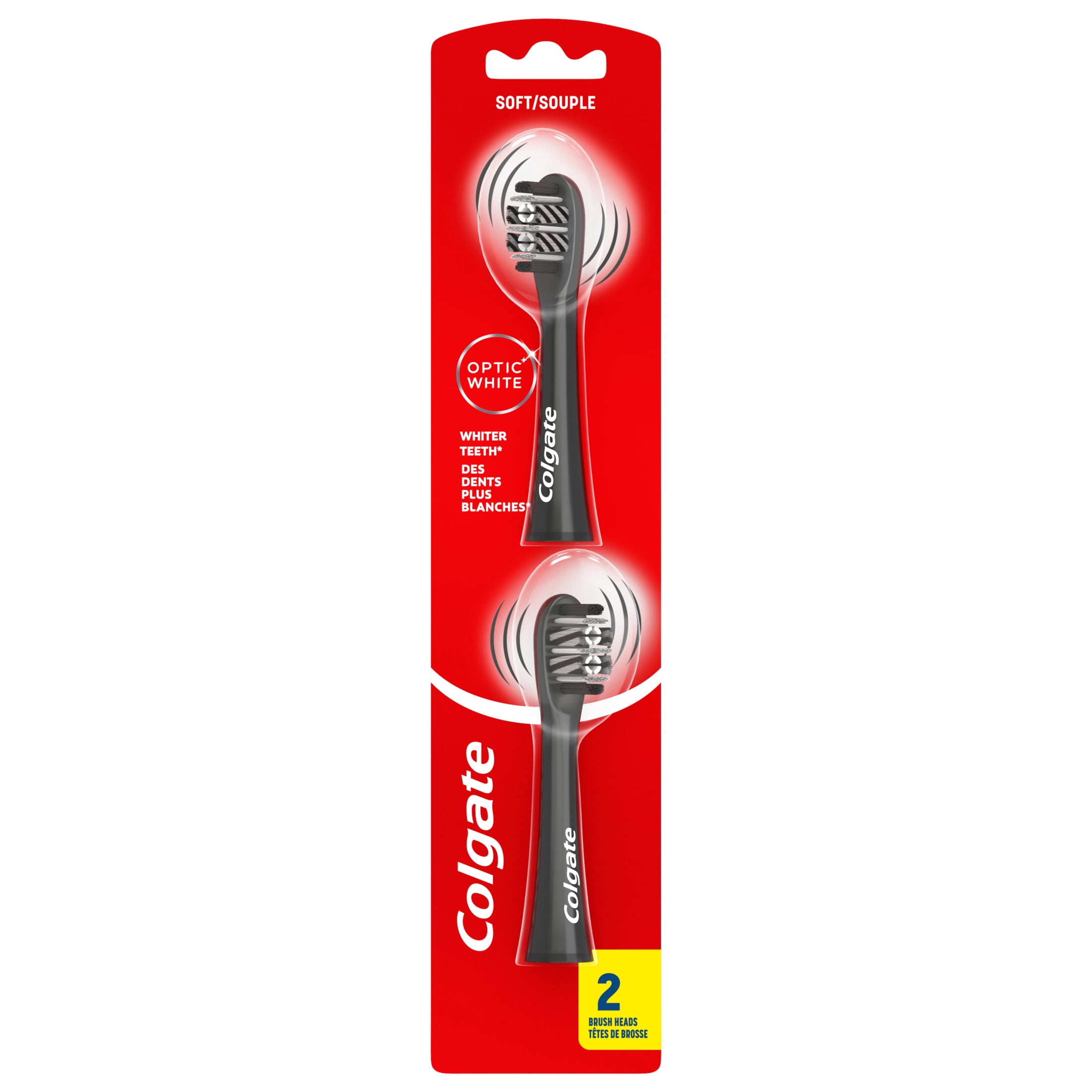 Colgate Optic White Replacement Toothbrush Heads Pack, Black, 2 Count