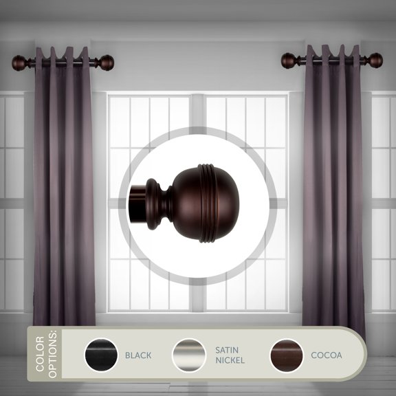 Domovina Noah 1.5 - inc dia. Side Curtain Rod 12-20 inch long, Set of 2-Color:Cocoa