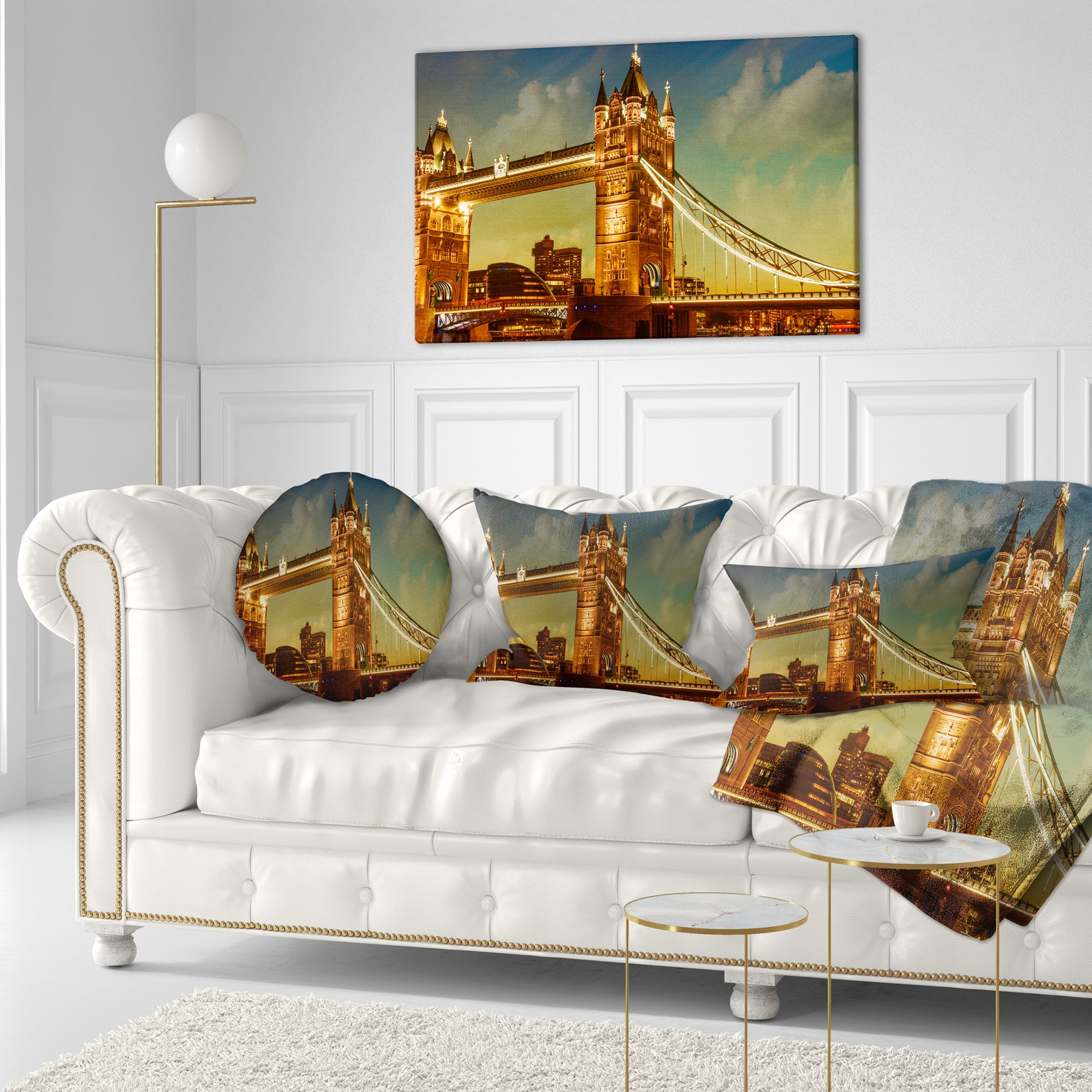 Designart Majesty of Tower Bridge - Cityscape Photography Throw Pillow - 12x20