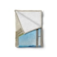 thumbnail image 2 of Modern Soft Flannel Fleece Blanket, Modern Hollywood Star Houses Inspired Design with Ocean Nature Forest View Art, Cozy Plush for Indoor and Outdoor Use, 60" x 80", White and Blue, by Ambesonne, 2 of 6