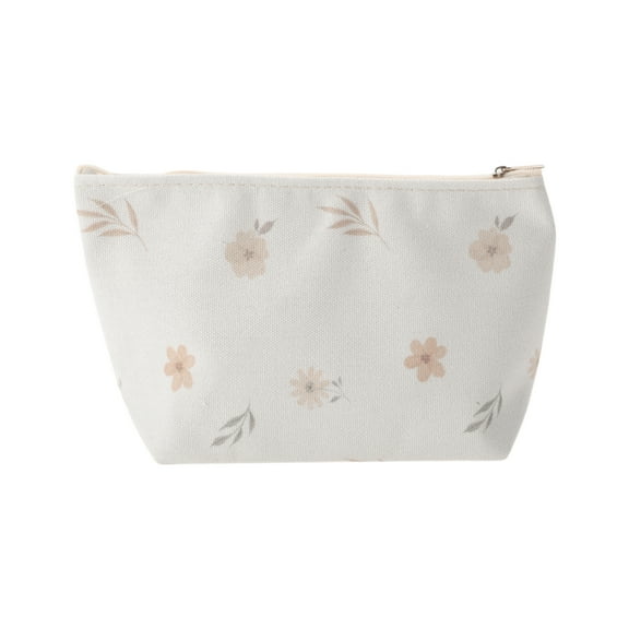 Unique Bargains 1 Pc Durable Print Makeup Bag White Light Khaki Polyester
