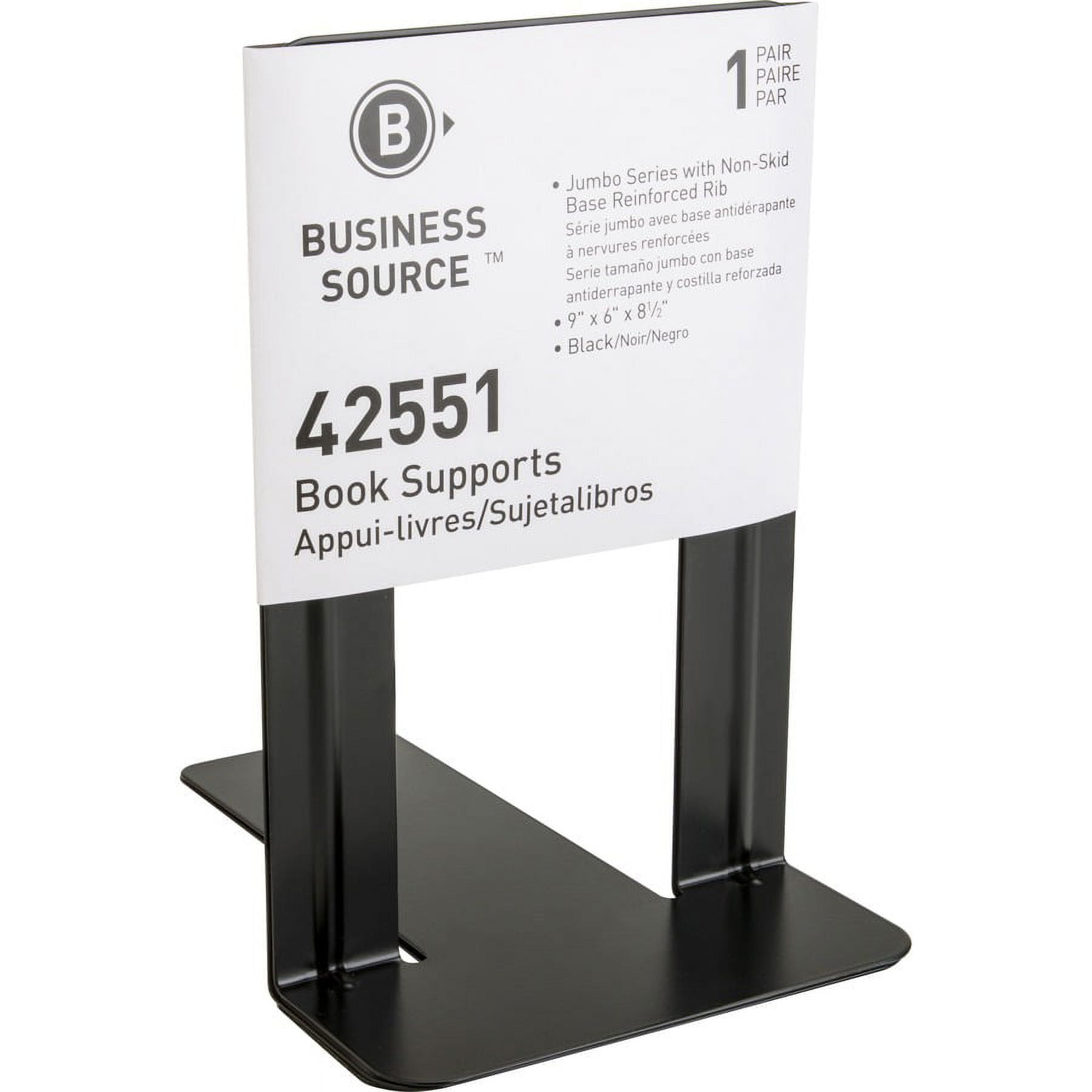 Business Source Heavy-gauge Steel Book Supports - 8.5" Height X 9" Width X 6" Depth - Desktop - Black - Steel - 12 / Box