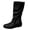 Black, variant on HEWUQI Short Cowboy Boots for Women Slouchy Mid Calf Round Toe Side Zipper Flats Adjustable Buckle Decor Comfortable Winter Fall Shoes Black Size 5.5