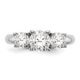 thumbnail image 4 of Solid 14K White Gold Three Stone Engagement Ring with CZ Cubic Zirconia Size 8, 4 of 7