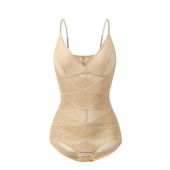V Neck Compression Camisole With Built In Bra Shaper Body Shaper Tummy Control Beige L
