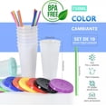 thumbnail image 4 of Vasos Reutilizables de Plastico, Viene en una hermosa caja de regalo, cambia de color con agua fría, con Tapa y Popote, para fiestas;bodas;reuniones;café frío;batidos y regalos, 4 of 4