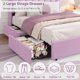 thumbnail image 5 of Qinaqin Full Size Boucle Upholstered Platform Cama Frame con cm de Anchoavy Alturaeadboard y Almacenamiento Bookcase- 2 Profundidadrawers- No Caja Spring Needed- Morado Functional Moderno, 5 of 7