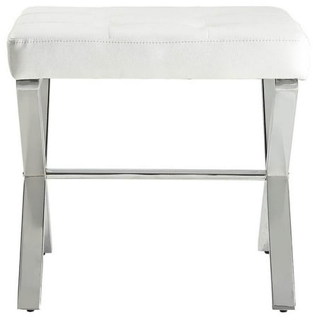 Pemberly Row Modern / Contemporary Vanity Bench White/Chrome