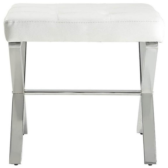 Pemberly Row Modern / Contemporary Vanity Bench White/Chrome