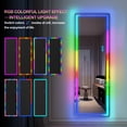 thumbnail image 4 of LVSOMT 63"x20" Full Length LED Mirror with RGB Lights, Free Standing Floor Mirror, Full Body Lighted Mirror, Wall-Mounted Mirror, Dimmable Color-Changing Lighting, Black, 4 of 9