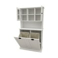 thumbnail image 2 of 59" Tall Trash Can Cabinet, Tilt Out Laundry Hamper Cabinet with 2 Doors, Countertop, Adjustable Shelves, Wood Pantry Cabinet for Kitchen, Bathroom, 2 of 9