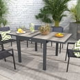 thumbnail image 5 of Extendable Outdoor Dining Table, Grey Aluminum Frame with Wood Grain Plastic Top, Rectangular Patio Table (31.5" to 63" L) for Backyard, Garden, Balcony, and Deck, 5 of 5