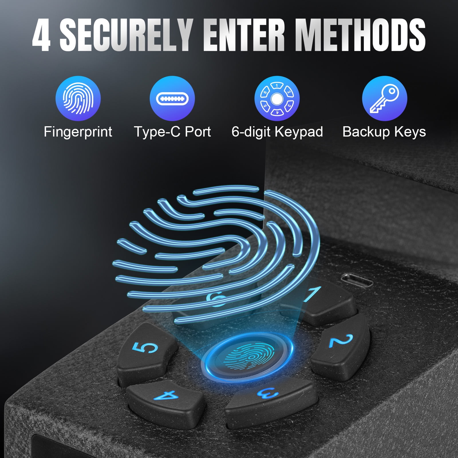 Biometric Finger Recognition Lock, Mutak Fast auto-Open Handgun Box, Quick-Access Pistol Safe Wall Mounting for Nightstand, Bedside, and Desk Table