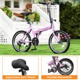 thumbnail image 3 of Uforic 20" Folding Bike, 7-Speed Portable Bicycle for Adults, Ideal for Commuting & Fitness, Pink, 3 of 6