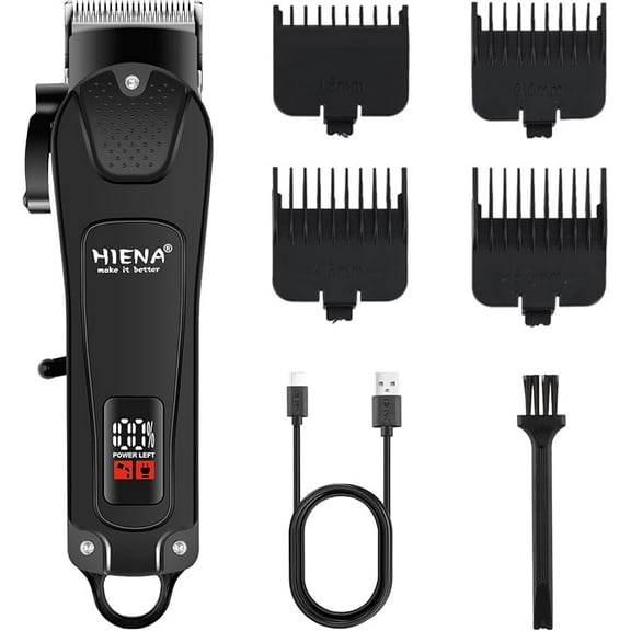 Professional Hair Clippers for Men, Cordless Barber Clippers, Electric Clippers for Hair Cutting, USB Type C Rechargeable 300 Minutes of Use Time with LED Display and 4 Guide Combs (270)