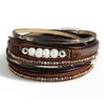 thumbnail image 1 of Pulsera de cuero pulsera boho brazalete pulsera de cuero de cristal, 1 of 5