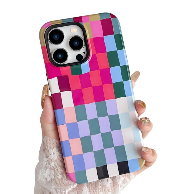 Branple Compatible Con Iphone 14 Pro Max Funda Linda Y Colorida A Cuadros Con Tpu Suave Y Delgado A Prueba De Golpes Y Fundas Protectoras De Pc Duras Para Mujeres/Hombres Diseñadas Para Iphone 14 Pro