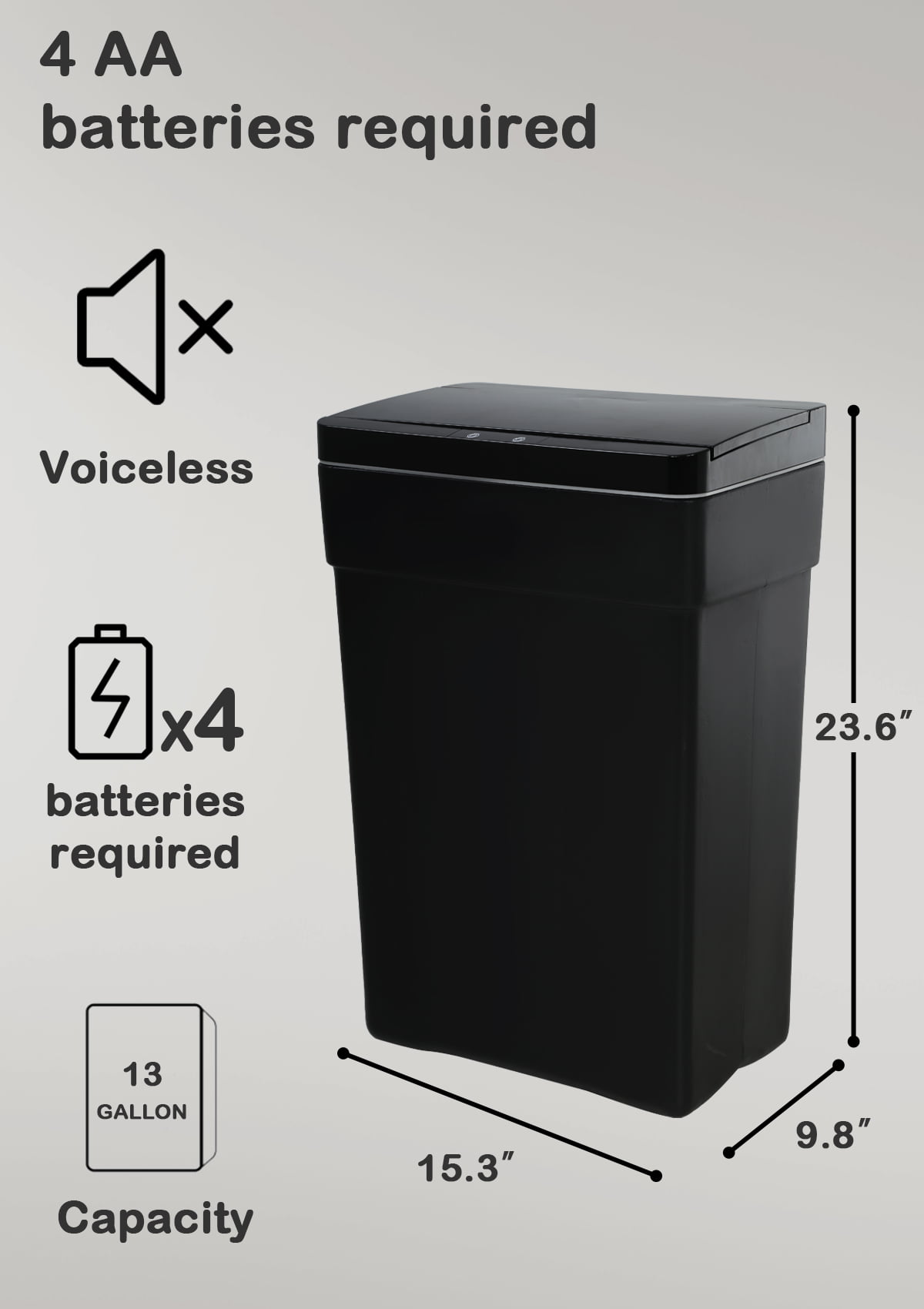  MKDLUFEI Kitchen Trash Can 13 Gallon Trash Can with Lid, Motion  Sensor Touchless Trash Can Plastic Automatic Garbage Can, Soft Close,50  Liter / 13 Gallon Airtight Waste Bin for Kitchen Home